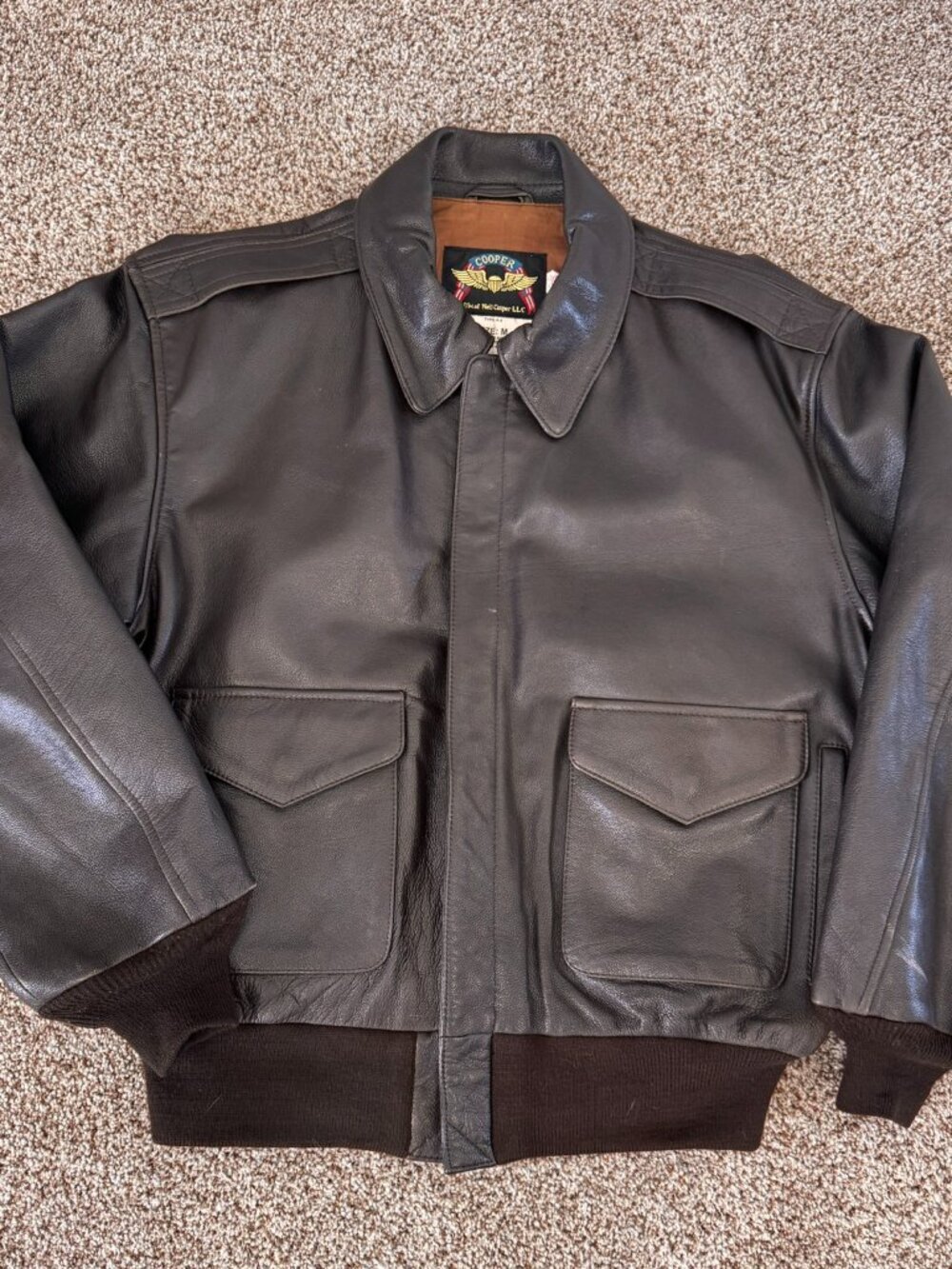 Vintage Cooper A-2 style leather bomber jacket, MADE IN USA
